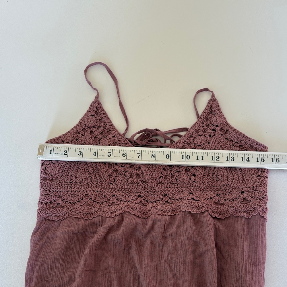 Wishlist Crochet Top Tiered Maxi Dress in Dusty Rose Adjustable Feminine Size L - Picture 8 of 11